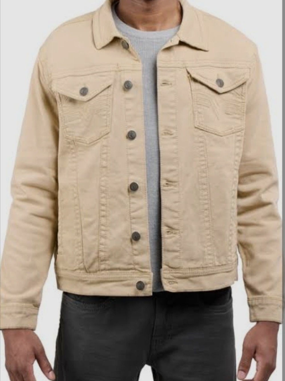 Men's Lightweight Button-Front Shirt Jacket in Khaki